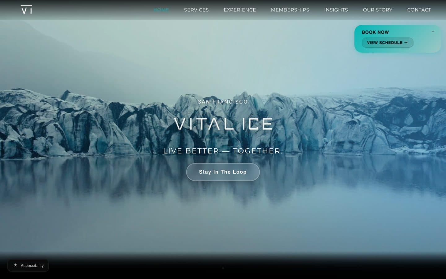 The Vital Ice home page.